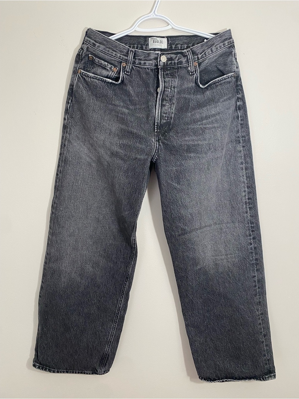 Agolde Low Slung Baggy Jeans in Washed Black size 28